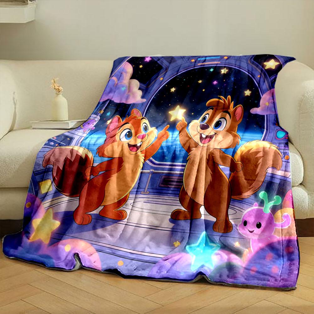 

1PC Two Squirrels Dream World Printed Blanket, All-Season Multi-Use for Nap, Camping, Travel, Car ,sofa Machine Washable 75x90cm