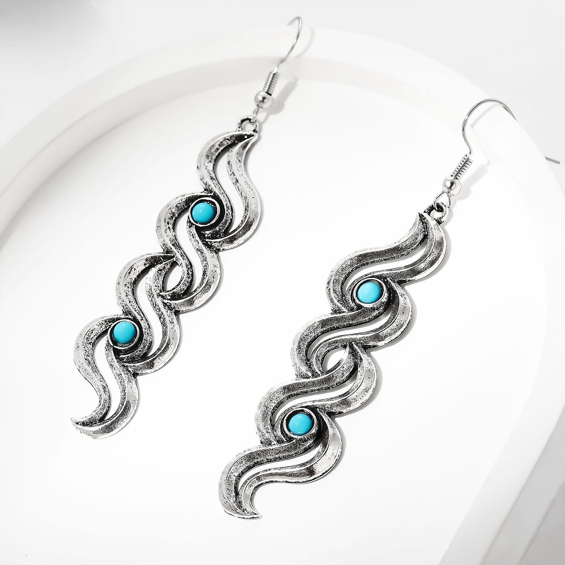 

Женские серьги-капли в богемном стиле с бирюзой one size