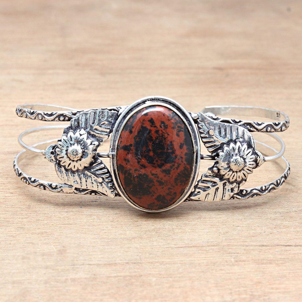 Mahogany Obsidian Gemstone Ethnic Jewelry Cuff Bracelets7''Adjustable