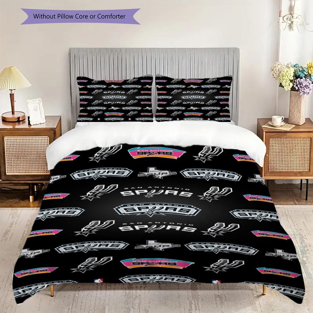 Vibrant Austin Spurs Logo Bedding(1 * duvet cover + 2 * pillowcase, without core)Duvet cover and pillowcase Christmas birthday gift