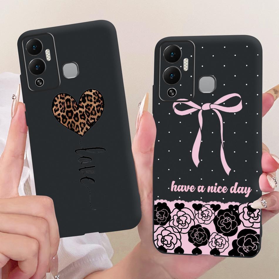 For Infinix Hot 12 Play 12i Cute Flower Butterfly Cat Painted Case For Infinix Hot12i 12Play Black Silicone Soft Phone Cases