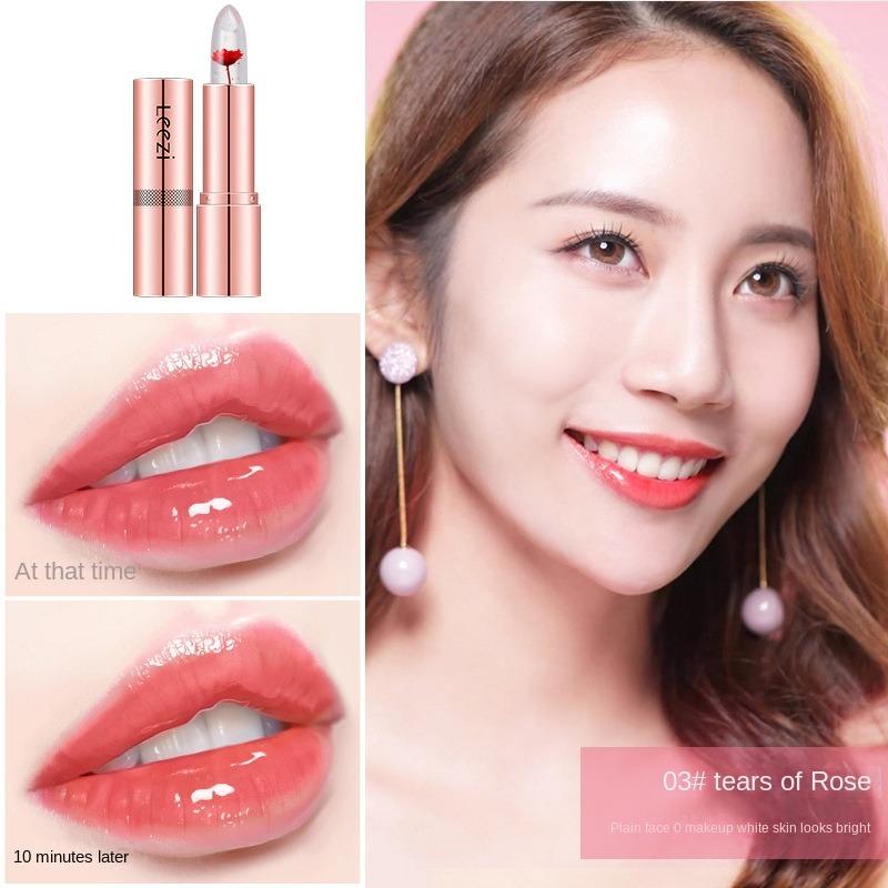 

Leezi Flower Warm Change Petal Lipstick Губна помада з квітковою помадою з легкістю для зволоження та освітлення ліній губ 03