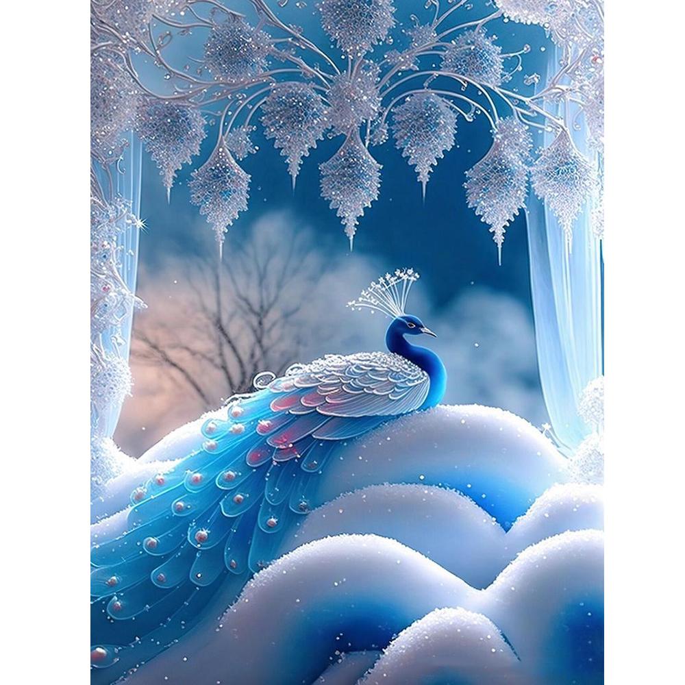 New Collection 2024 Dream Blue Peacock Diamond Painting Mosaic Cross Stitch Embroidery Animals Pictures Home Decoration J3961