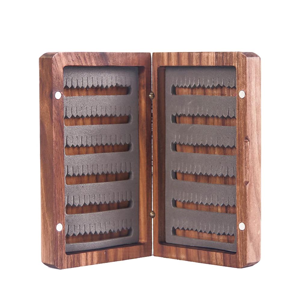 M MAXIMUMCATCH Maxcatch Holz-/Bambus-Fliegenbox, Schaumstoff-Köcherbox mit Schlitzen, Fliegenfischerbox, Köder- & Fliegenbox (Schwarznussholz, Köder- & Fliegenbox)