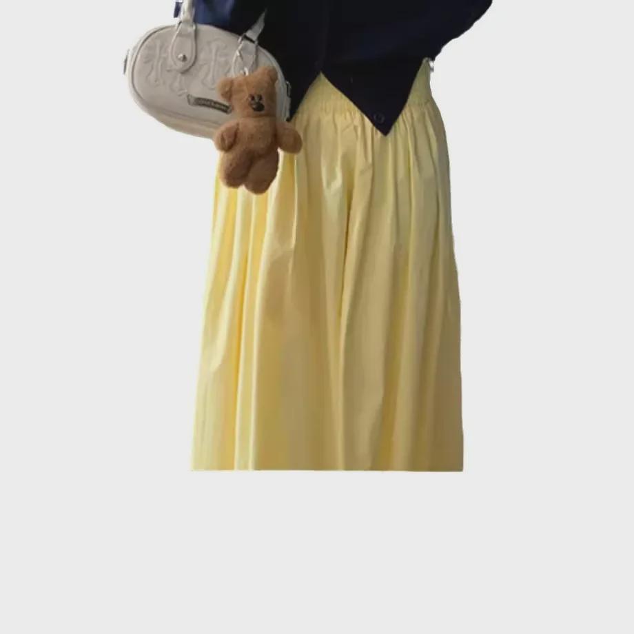 2024 Spring/Summer Yellow High-Waist A-Line Skirt - Elegant Slim Fit Umbrella Design