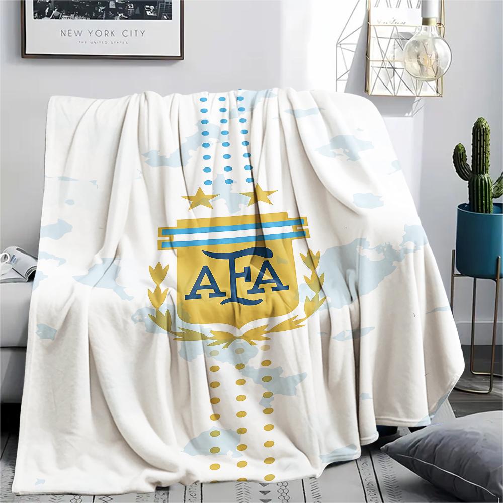 1PC Argentina National Football Team Print Flannel Blanket, High quality All Seasons, Home Decor, Warmth and Comfort, Perfect for Christmas Gifts