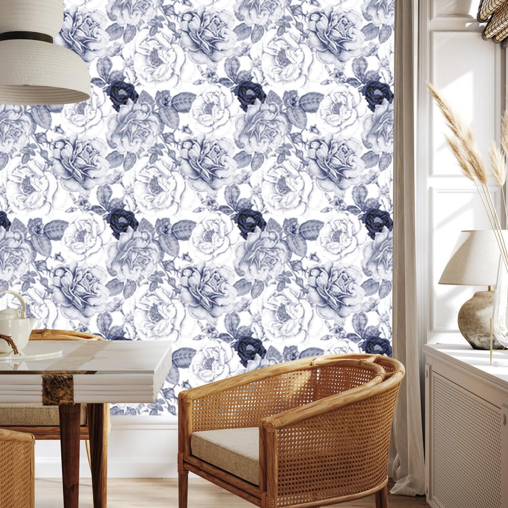 Roses Peonies Wallpaper for Living Room and Bedroom 50x1000