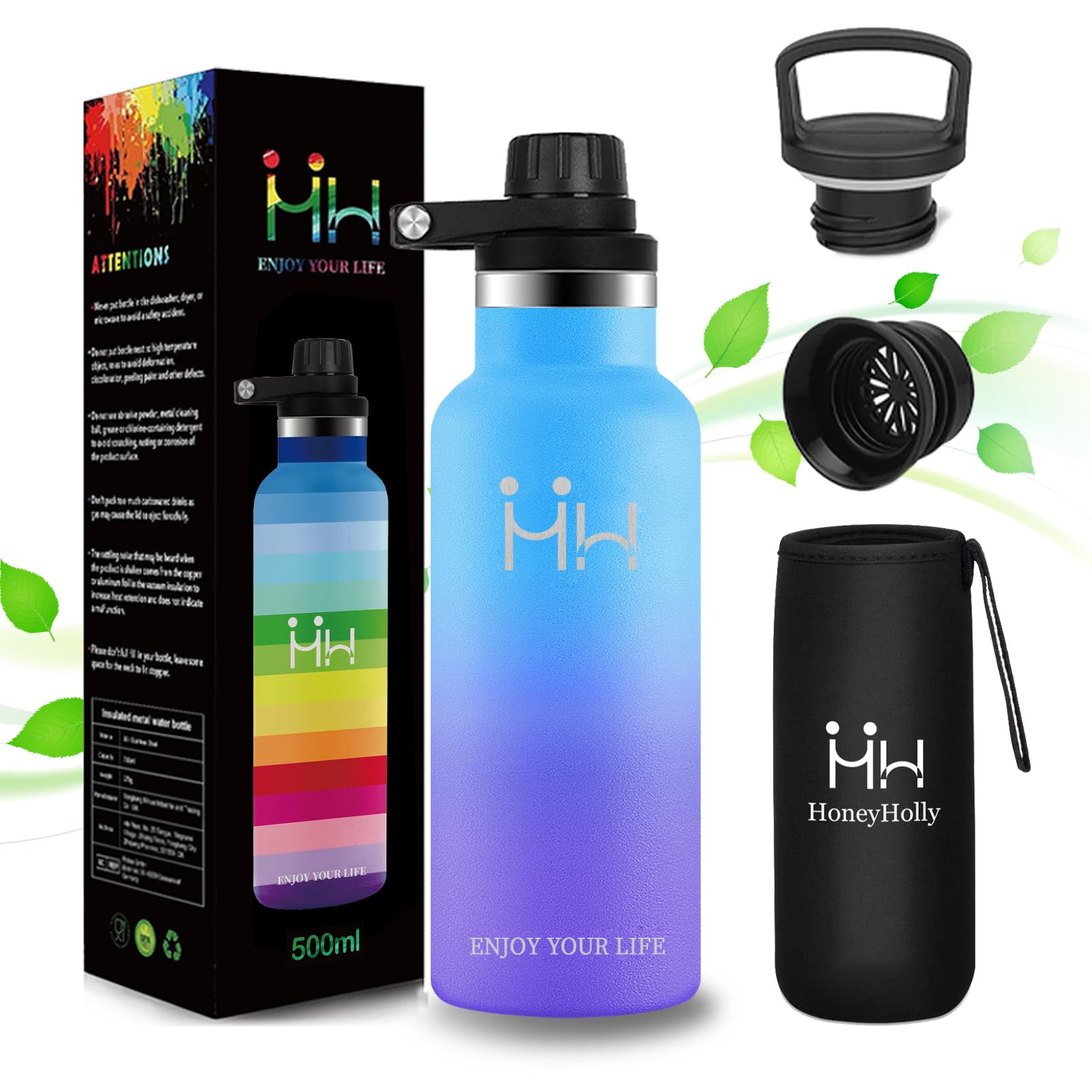 

Elicia 500ml Water Bottle for Girls, Stylish, Insulated, Sports, Stainless Steel Bottle, Direct Drinking, Cute, Kids, Carbonated, Sports Bottle,