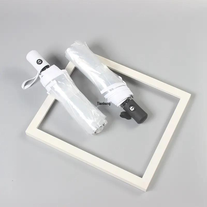 Japanese-Style Transparent Automatic Foldable Umbrella - Large, White, and Perfect for Influencer Photos
