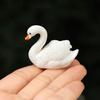 Miniature Swan Figurine Mini White Swan Resin Statue Realistic Animal Ornament Dollhouse Fairy Garden Micro Landscape Decoration