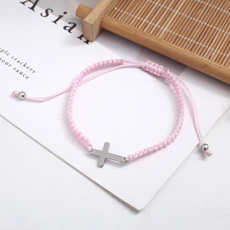 Minimalist Multi-Color Hand-Woven Stainless Steel Cross Couple Bracelet