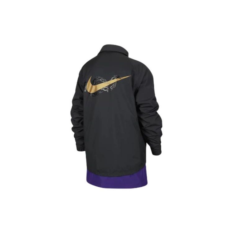 Nike Brand Logo Button-Up Collared Long Sleeve Jacket Kids Jackets Black CJ8054-011