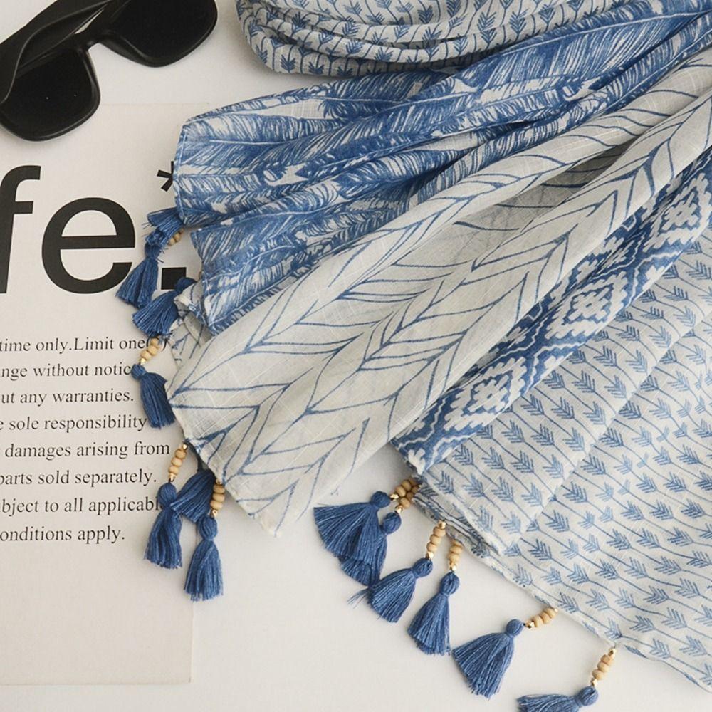 Printing Tassel Scarves Korean Style Scarves Bohemian Style Shawl Cotton Linen Scarf Female Wraps