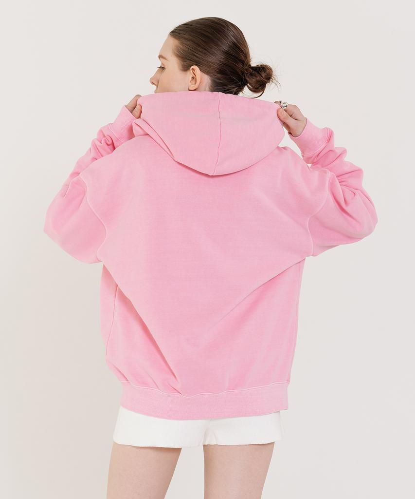 Injiactive Small Logo Pigment Full Hood Zip Up Pink