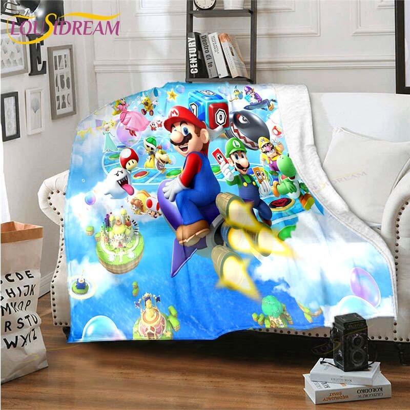 Mario Bros Blanket High Quality Flannel Warm Soft Plush on The Sofa Bed Blanket Suitable for Air Conditioning Blanket
