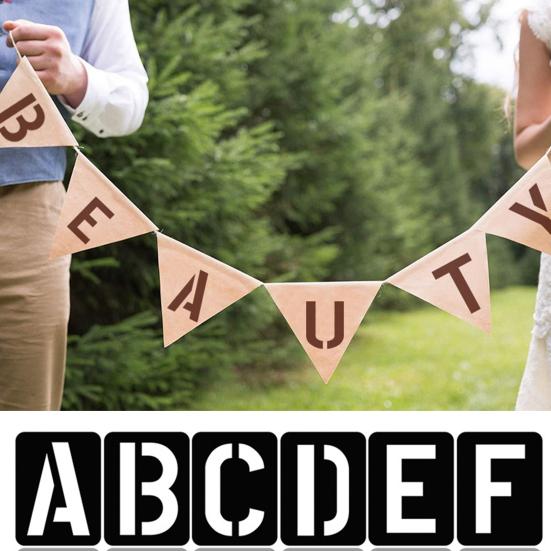 42 Pcs 3 Inches Letter Stencils Reusable Plastic Alphabet Symbol Number Templates Interlocking Craft Stencils Kit for Painting On Wood Wall