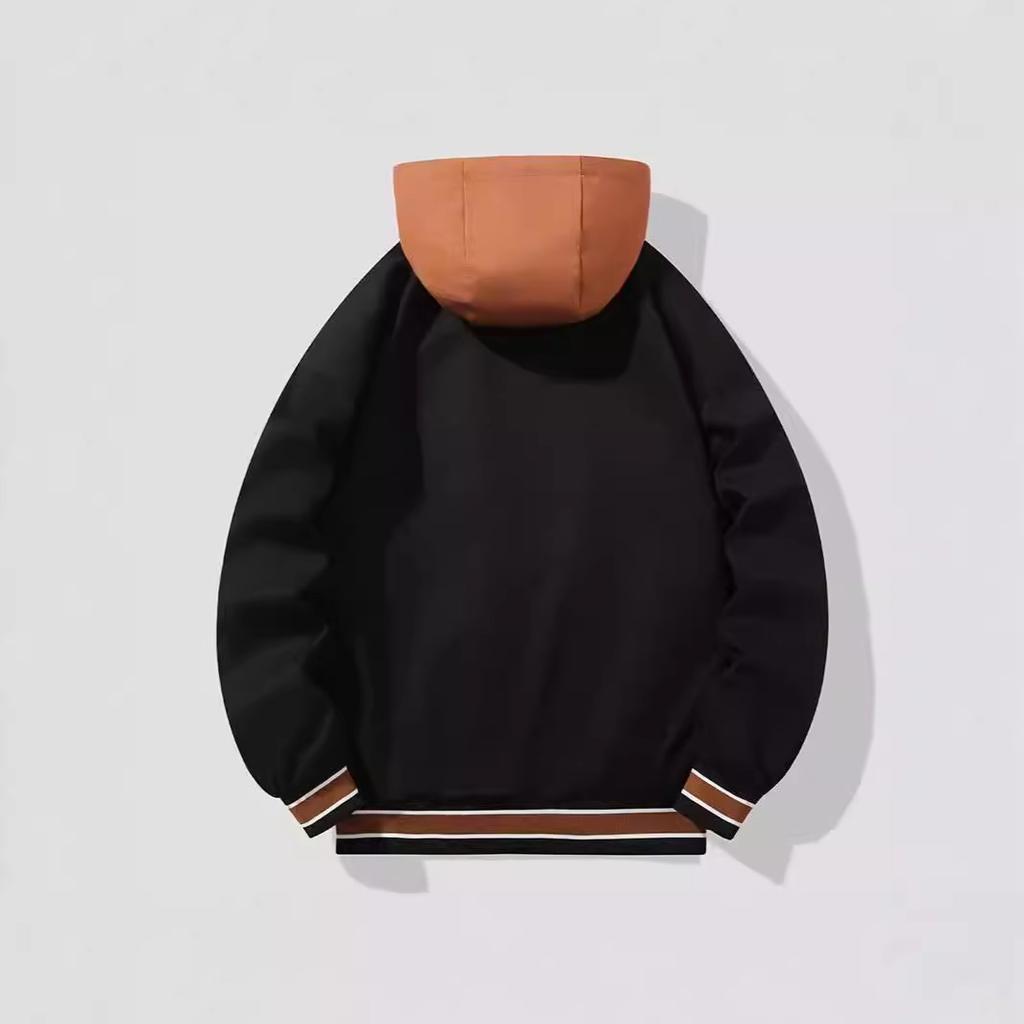 Fake Two-piece Coat Spring and Autumn New Versatile Hooded Casual Loose Hong Kong Style Trendy Jacket Couple Loose Coat