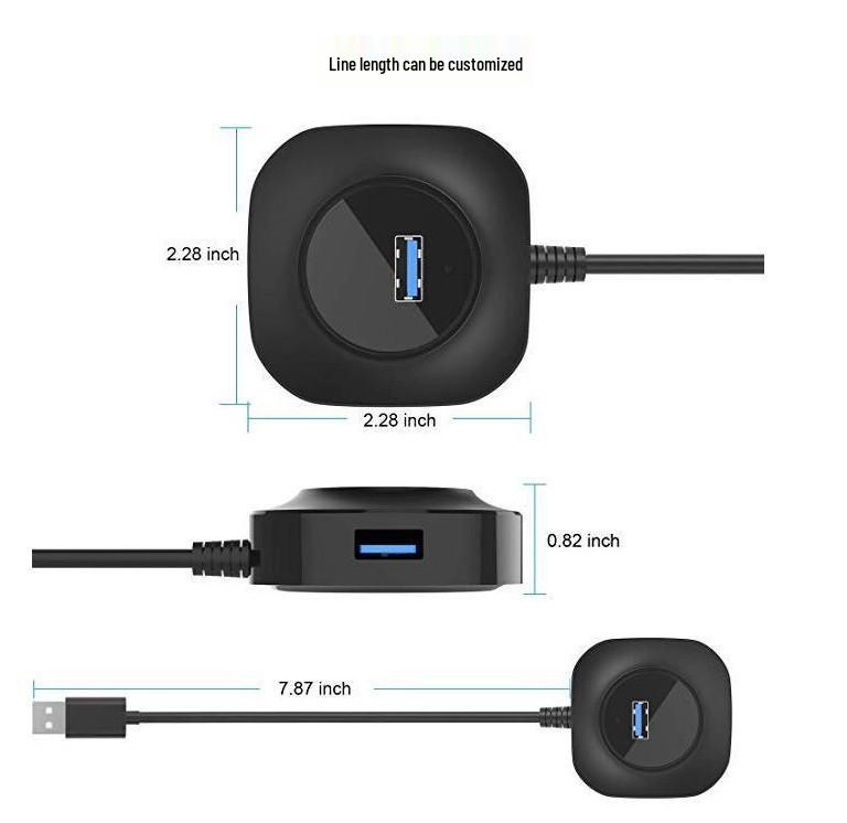 4-in-1 USB 3.0 Hub Splitter: High-Speed Multi-Interface Data Transmission with Instant Read Capability