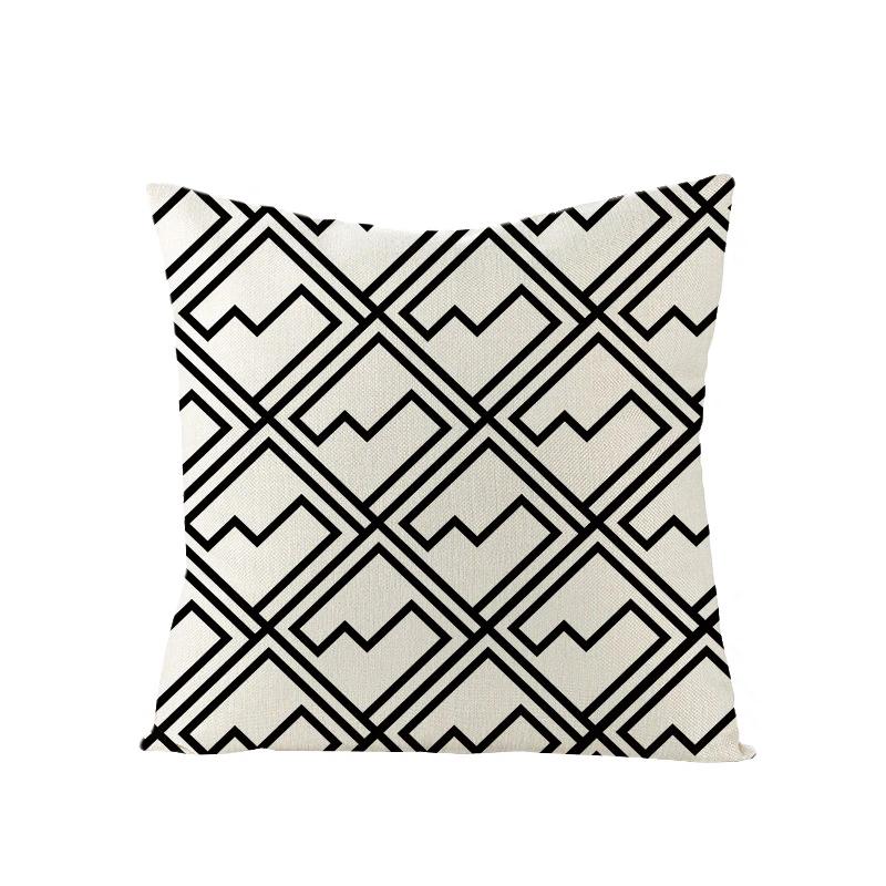 Linen Simple Black White Geometry Cushion Case Modern Nordic Simple Decorative Pillows Case Livingroom Sofa Couch Throw Pillows
