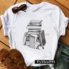 Summer Floral Tshirt for Women Short Sleeve Book Lover Printed Fashion Top Womens Casual Shirt Polyester Fiber Fabric