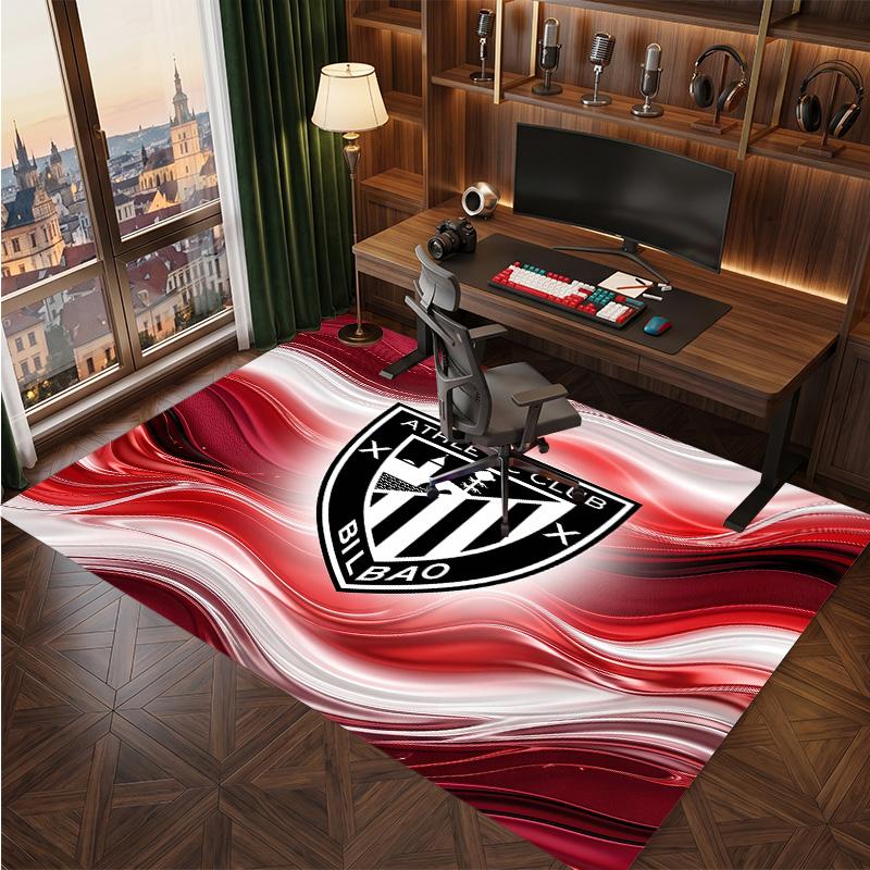 Athletic Bilbao Football Print Crystal Velvet Rug, Comfortable Water Absorbent Non Slip Indoor Floor Carpet