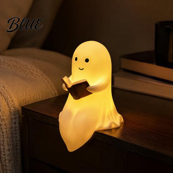 Unique Mystery Home Accent Halloween Ghost Lamp Cute Middle Finger Ghost/Reading Book Night Light Funny Ambient Bedside Lighting Spooky Figurine for