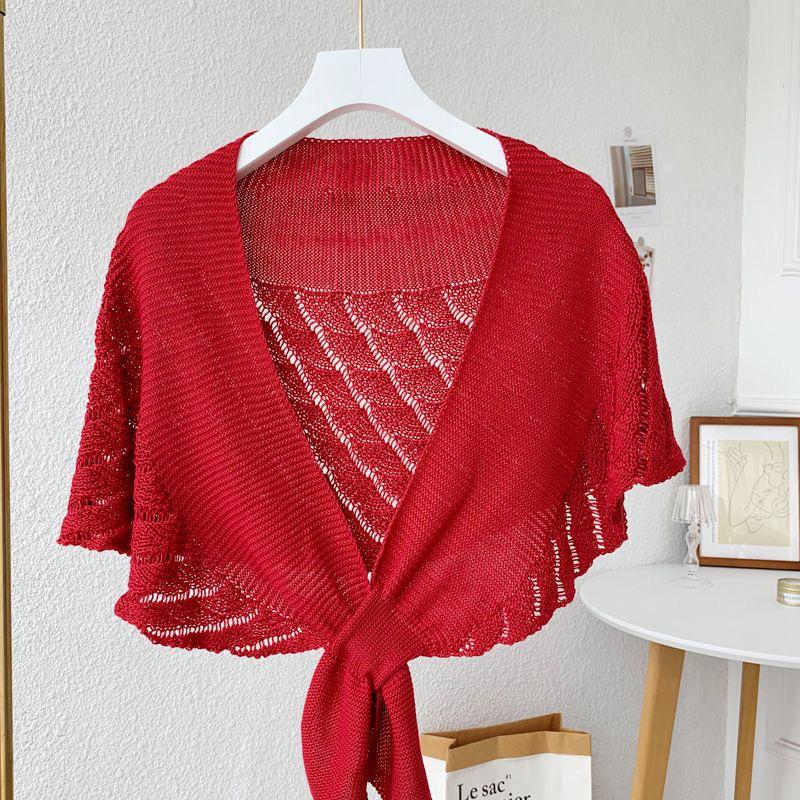 Șal Tricotat de Vară pentru Femei - Stil pentru Aer Condiționat, Articol Exterior Cheongsam High-End pentru Protecția Umerilor și Gâtului, Ideal pentru Rochii.