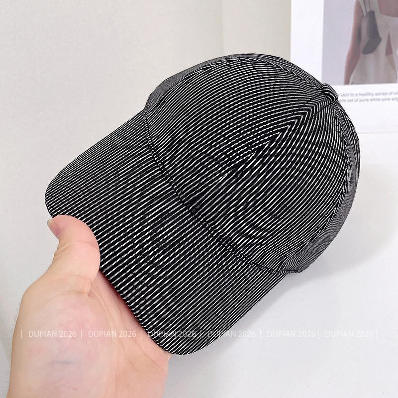 Japanese Vintage Stripe Linen Blend Baseball Cap for Women Spring Summer Outdoor UV Protection Sun Hat