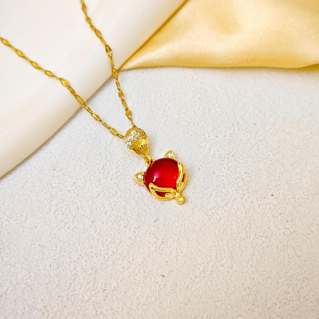 Net Celebrity Titanium Steel Fox Necklace: High-End, Colorfast, Versatile, Luxury Jewelry for Women