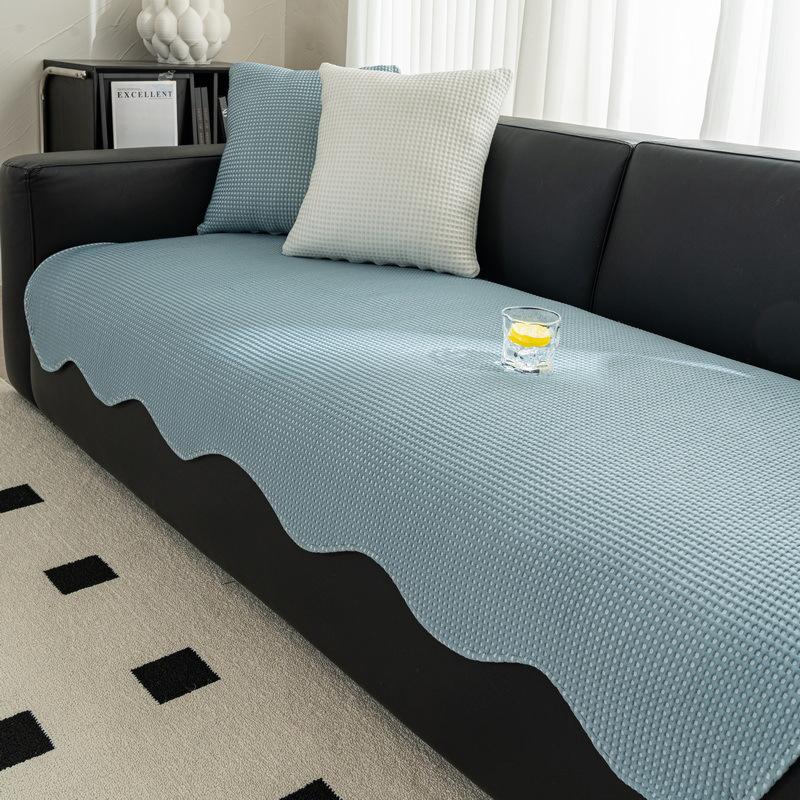 Summer Special-Shaped Waffle Solid Color Sofa Cushion Straight Row Non-Slip Summer Mat Leather Sofa Cushion Cool Cover