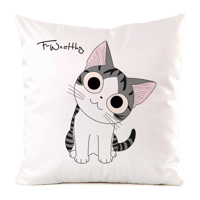 Nordic Minimalist Hand-Painted Cat Digital Printing Short Plush Pillow Covers For Car Sofa Office Cushion Cover Home Goods