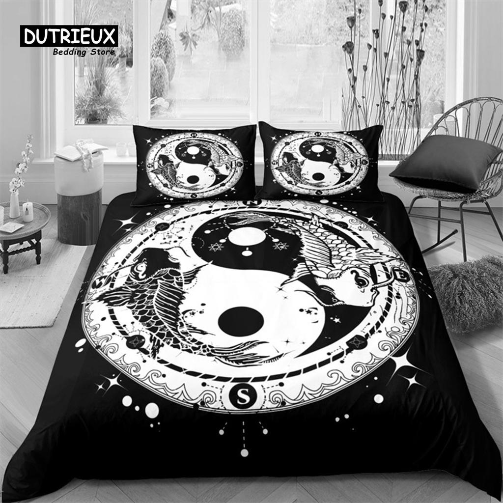 Gossip Duvet Cover King Boho Trippy Psychedelic Art Quilt Cover Microfiber Traditional Ying Yang Theme Bedding Set For Girl Boys