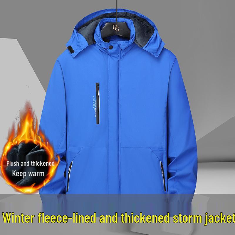 

Men s Winter Waterproof Breathable Fleece-lined Fishing Jacket 5XL чёрный