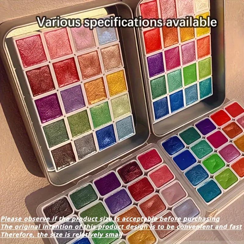 20 Colors Metal Watercolor Painting Set Portable Box With Shiny Pearls Solid Watercolor Painting Art Supplies For Art Student