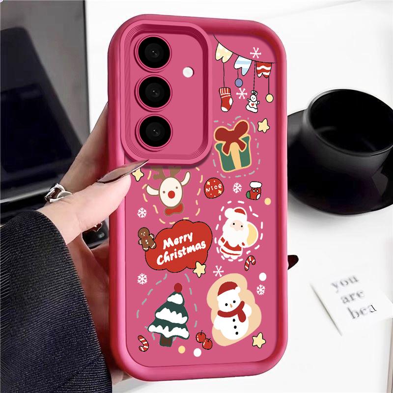 Cartoon Weihnachtsbaum Druck Hülle für Samsung S25 Ultra S24 FE S23 S22 A56 A36 A16 A15 A55 A35 TPU Weich Matt Stoßfest Handyhülle