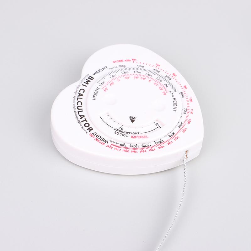 150Cm/60" Heart Shape Bmi Tape Accurate Body Measuring Tape Bmi Calculator Cut Size Measurer Ruler Tailor Tool Clothing Design Measurement Tool