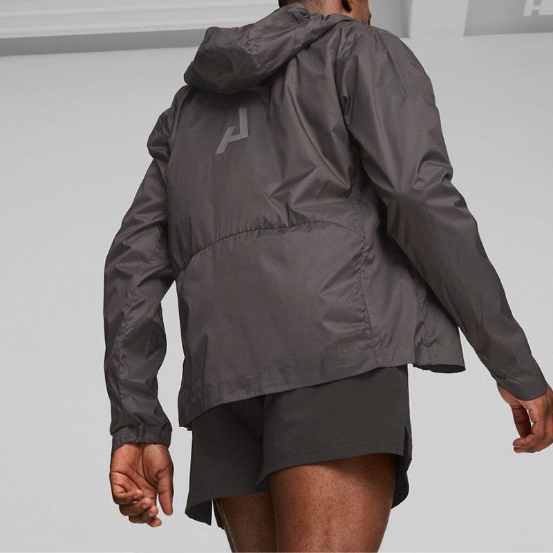 Puma M Seasons Lightweight Packable Trail Run Hooded Jacket With Logo Print Men Jackets Black 524134-01