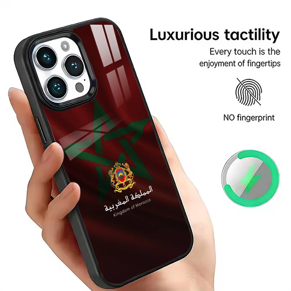 Custodia per Telefono con Bandiera del Marocco Per iPhone17,16,15,14,13,12,11 Plus,Pro Magnetica Per Magsafe Ricarica Wireless