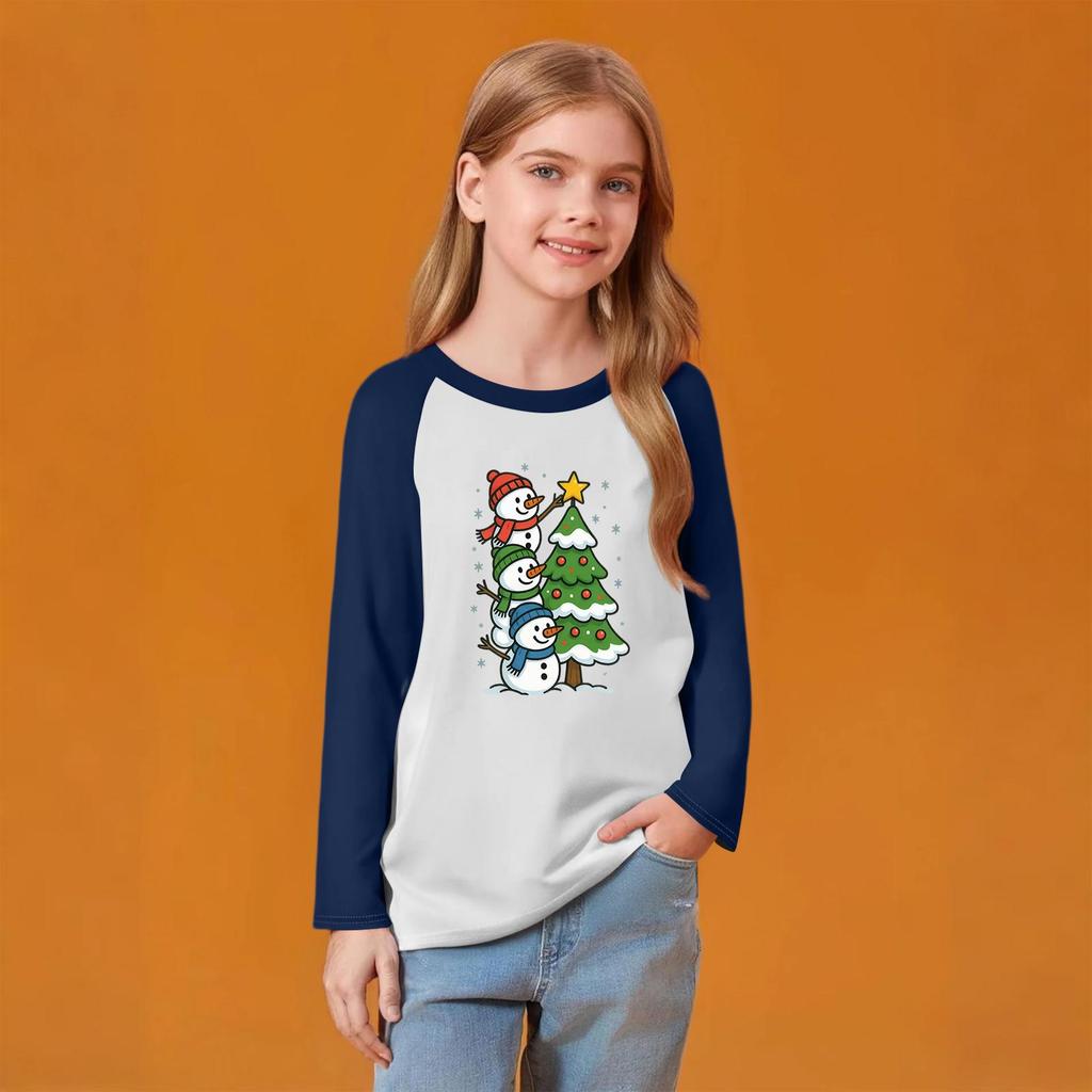 Modisches bequemes Kinder-Weihnachtspullover-Oberteil mit Rundhalsausschnitt und langen Ärmeln