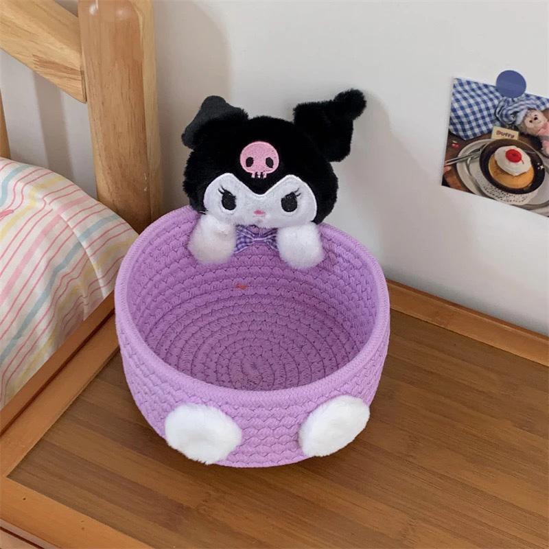 Cute Cat Shaped Storage Basket Kawaii Desktop Organizer For Snacks Cosmetics Girls Room Decor Pastel Home Decor