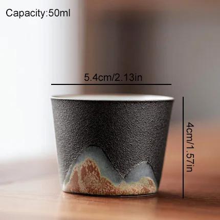 50ml/55ml Hand drawn mountain shape teacup Retro Ceramic Tea cup Kung Fu Tea Set Coffee Cup Small Water Cup Porcelain Teaware