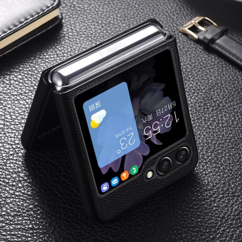 For Samsung Galaxy Z Flip6 5G Case Cowhide Leather+PC Folding Phone Cover