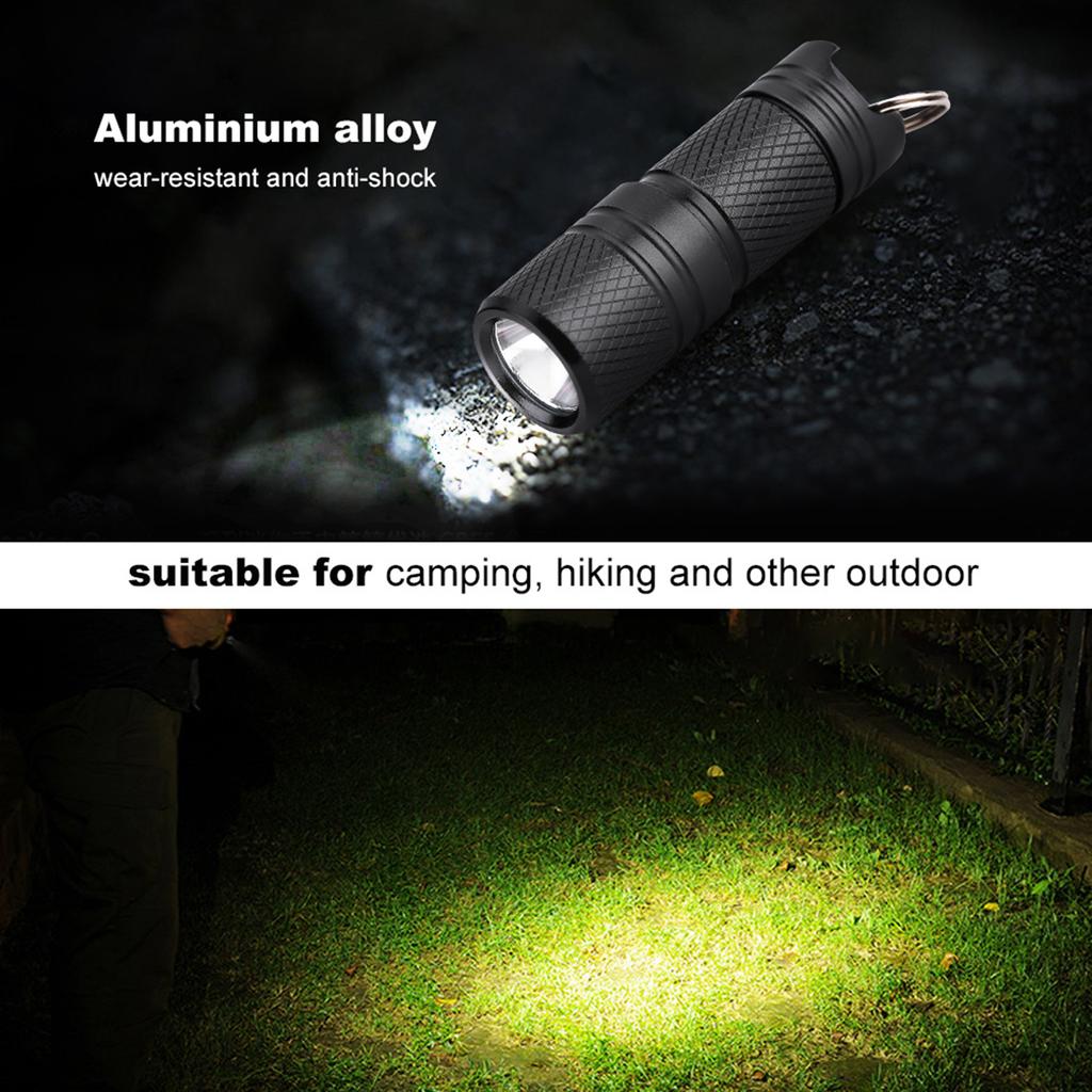 Mini Portable USB Rechargeable LED Flashlight Lamp Keychain Pocket Torch Light (Black)