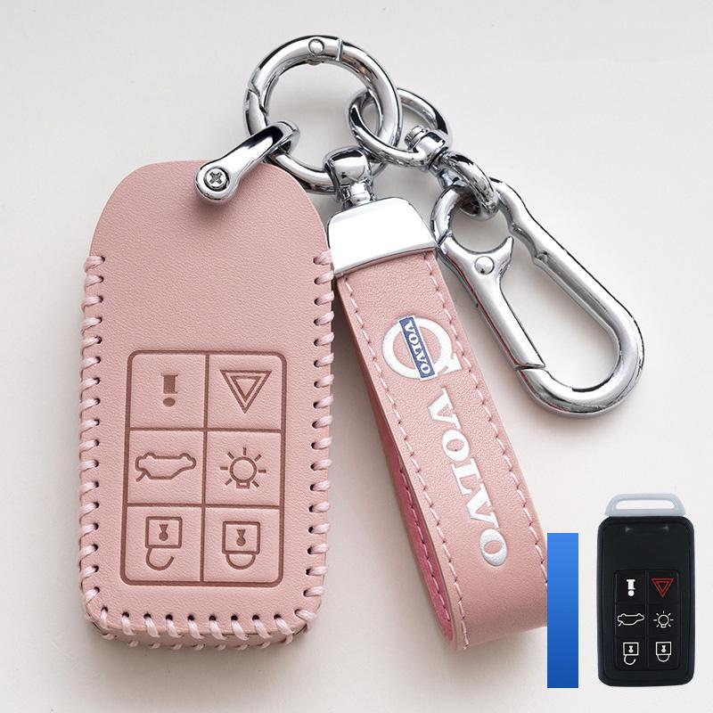 Leather Car Key Remote Cover Full Case For Volvo S60 S80 V60 XC60 XC70 S60L V40 XC90 Auto Keychain Protection Accessories Ring