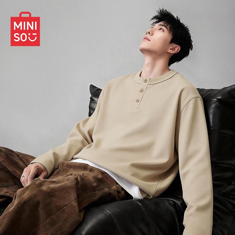 MINISO Men's Antibacterial Henley Long Sleeve T-Shirt