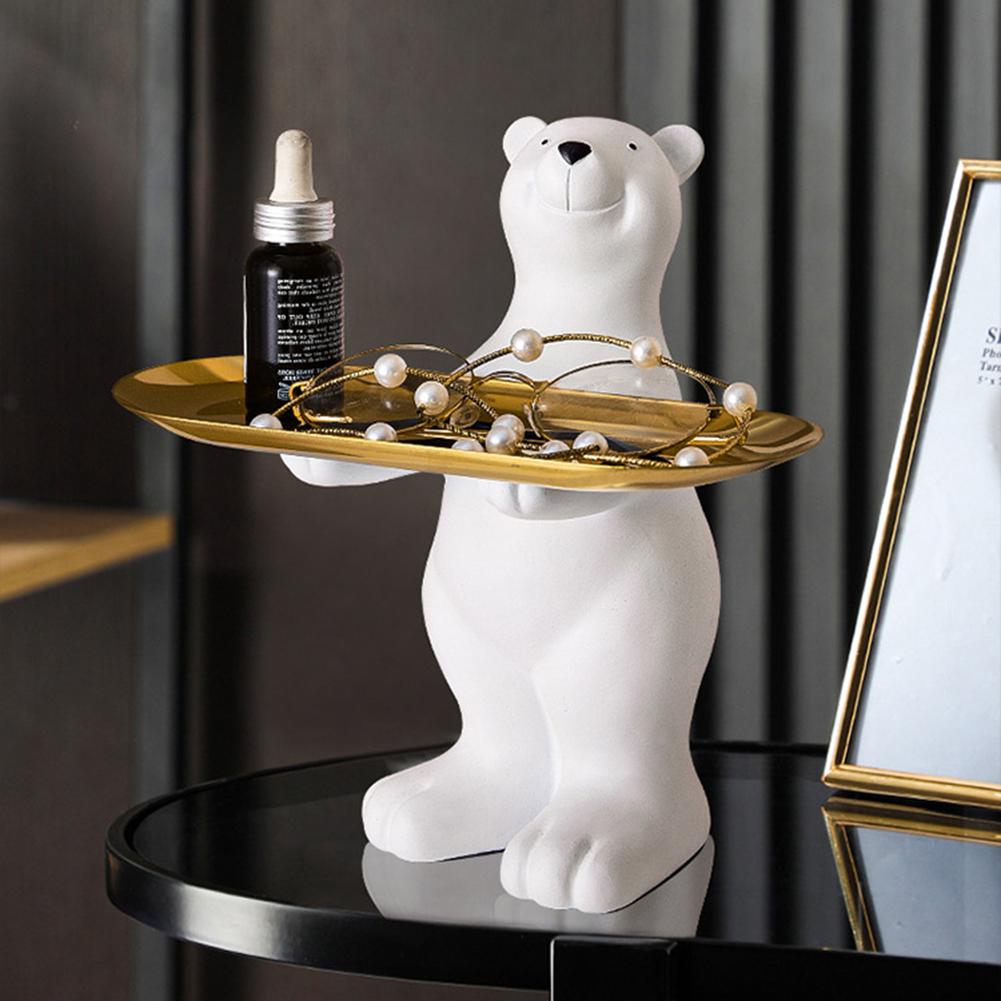 Polar Bear Key Holder Figurine Entrance Crafts Resin Table Sculpture Non-toxic Harmless Household Supplies for Home Living Room