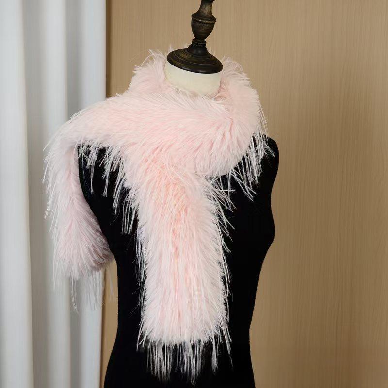 

Новый шарф из искусственного страусиного пуха, высококачественная шаль для платья, удлиненный теплый шарф, модный меховой воротник 180 * 14CM
