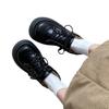 College Style Velvet Small Leather Shoes Women's Autumn and Winter New Lamb Wool Shoes Thick Sole Heightening Lace-up Loafers