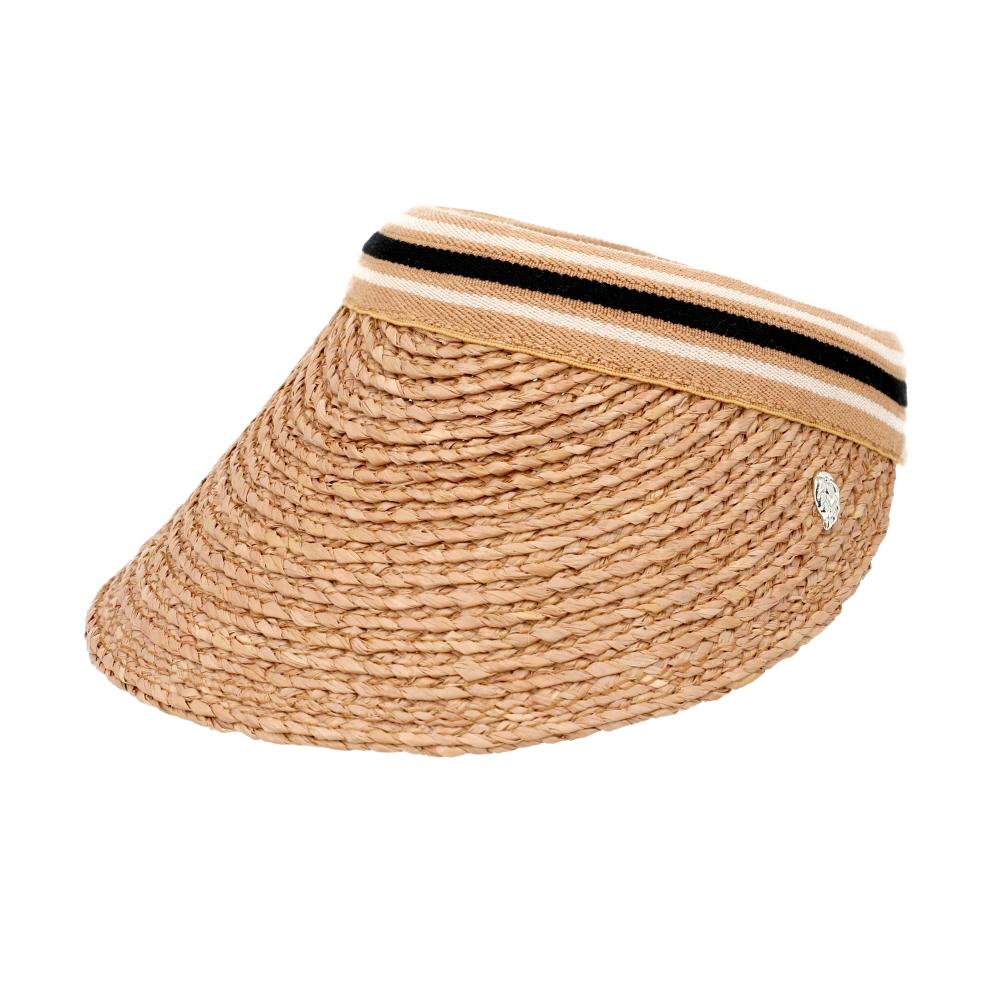 Helen Kaminski Bianca 8 Nubs Black Stripe Visor Sun Cap HAT52203 NUBS