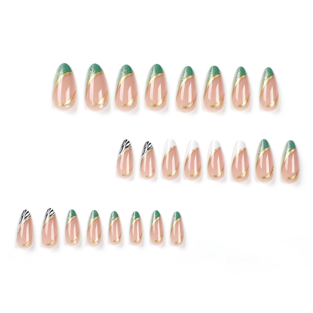 24 Pieces Almond Nail Fake Nail Wear Manicure French Wear Nail Piece Manicure Nails